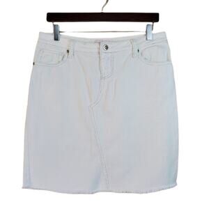 Xhilaration Frayed Hem White Denim Skirt